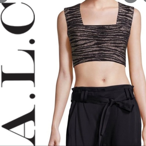 ♡BNWT $235 ICONIC A.L.C.™ ☆Ali☆ Metallic Signature Crop Top♡ Size XS♡ - Picture 1 of 10